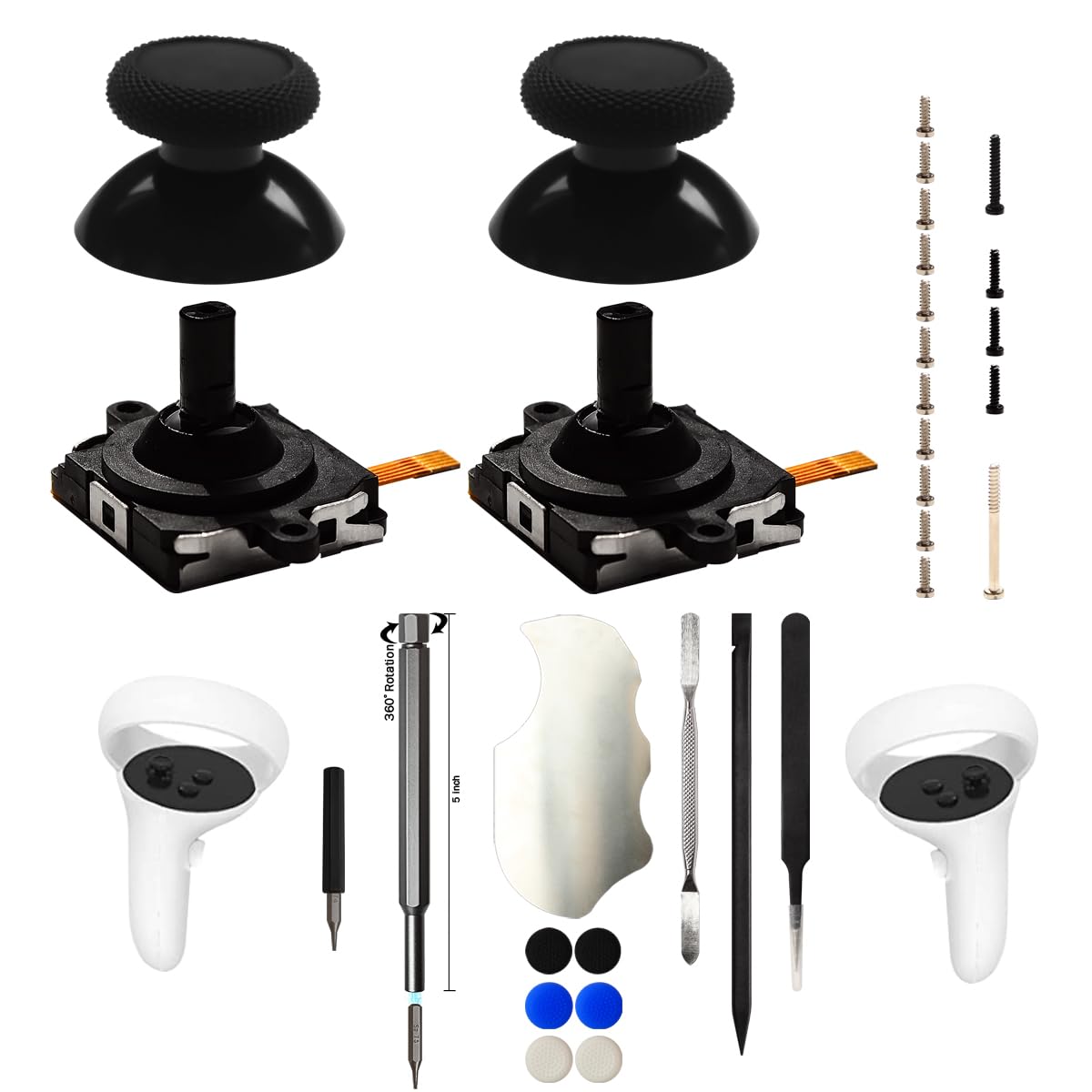 iParto Thumbsticks for Oculus Quest 2 Controller Joystick Replacement Kit for Meta Quest 2 Thumbstick Caps with Tools