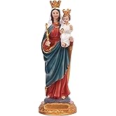8.3 Inch Tall Mary Help of Christians Statue, Resin Catholic Mary Help of Christians Figurine, Religious Gift Hand Painted Mary Statue, Suitable for Interior, Church, Altar Decor