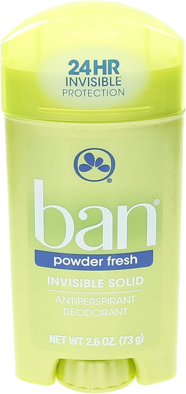 Ban Original Unscented 24-hour Invisible Antiperspirant, 2.6oz Solid Deodorant, Underarm Wetness Protection, with Odor-fighting Ingredients : Beauty