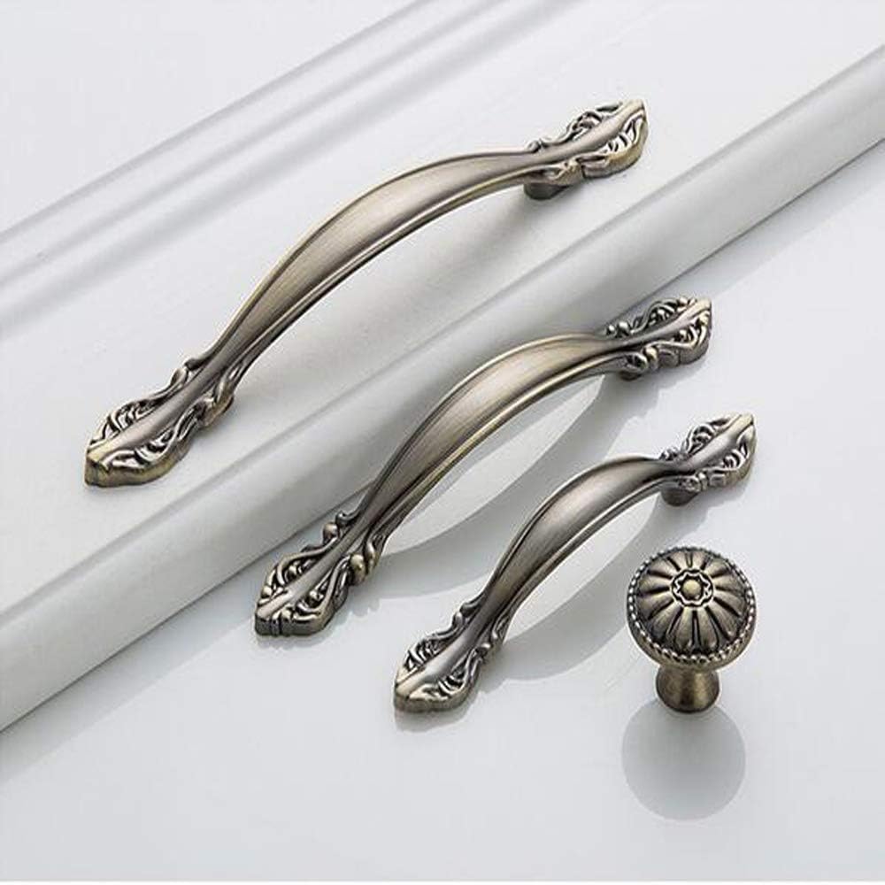 KanDery 6PCS Vintage Cabinet Handles, Furniture Door Pull Handles, Antique Bow Pulls, 128mm Hole Center, Green Bronze - Image 4