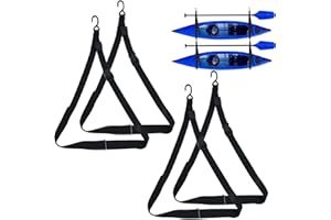 VEITHI Kayak Storage from Wall or Ceiling Holds,Adjustable Double Kayak Storage Straps with Carabiner Paddle Clips,Kayak Storage Sling for Indoor and Outdoor Kayak & Surfboards, SUP or Canoe(1inch,1.5inch)
