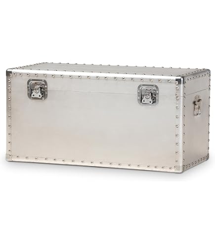 Amazon.com: Misc French Industrial Silver Metal Storage Trunk