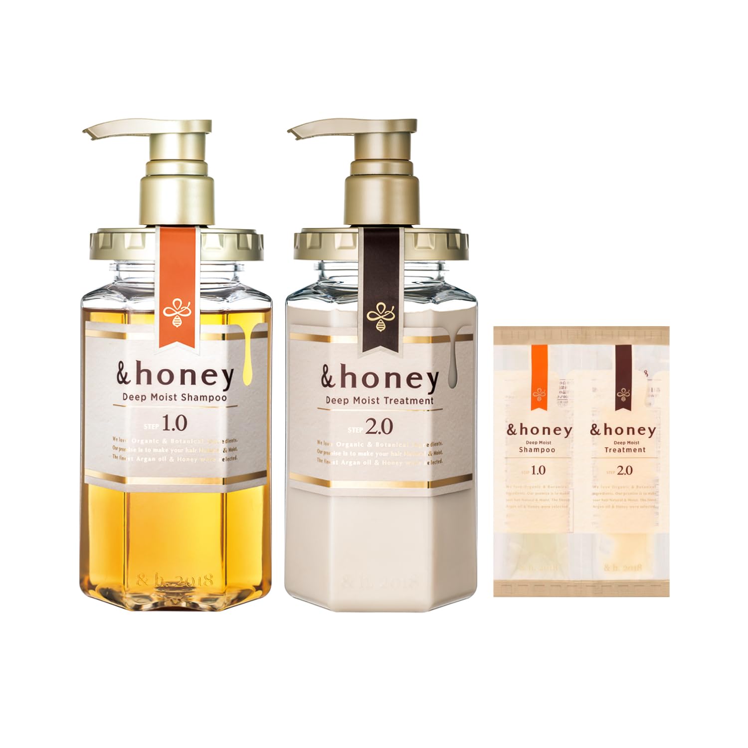 Photo 1 of [Genuine Product] &honey Deep Moist Shampoo & Conditioner Set 440mL+450g/14.87.fl.Oz+15.69Oz Sulfate-Free Moisturizing Dry Hair Unique Blend of Honeys Argan Oil Shine Hydrated Hair Japanese Hair Care