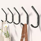 GWAAZXGZ Wall Hooks for Hanging Coats - 5 Pack Black 3.2'' Double Hook Design, Hat Organizers, Wall Mount Hangers for Bags and Keys, Perfect for Garage, Workshop, Entryway, Closet, and DIY Projects