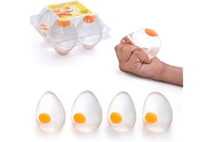 IPIDIPI TOYS Funky Egg Squishy Ball – Clear Egg Yolk Fun Squeeze, Yolk Balls for Kids, Easter Basket Fillers, Squishies Fun Fidget Toy, Stocking Stuffers, Birthday Party Favors – Pack of 4