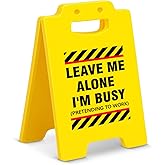 Office Desk Decor Sign Funny Leave Me Alone I'm Busy Desk Decorative Sign Cubicle Decorations Humor Office Gag Gifts for Coworker Employee Boss