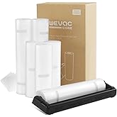 Rolls with Dispenser - 6 Pack 3 Rolls 11"x20' & 3 Rolls 8"x20', Vacuum Sealer Bags, Leakproof Heavy Duty Food Storage for Sous Vide, Meal Prep, Freezer, Compatible with Food Saver, Wevac Core