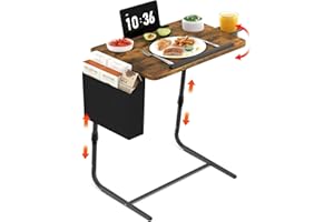 NUTIKAS Folding TV Tray Adjustable Dinner - Trays for Eating On Couch Wooden Tables Mate Stand Foldable Desk with Cup Holder Portable