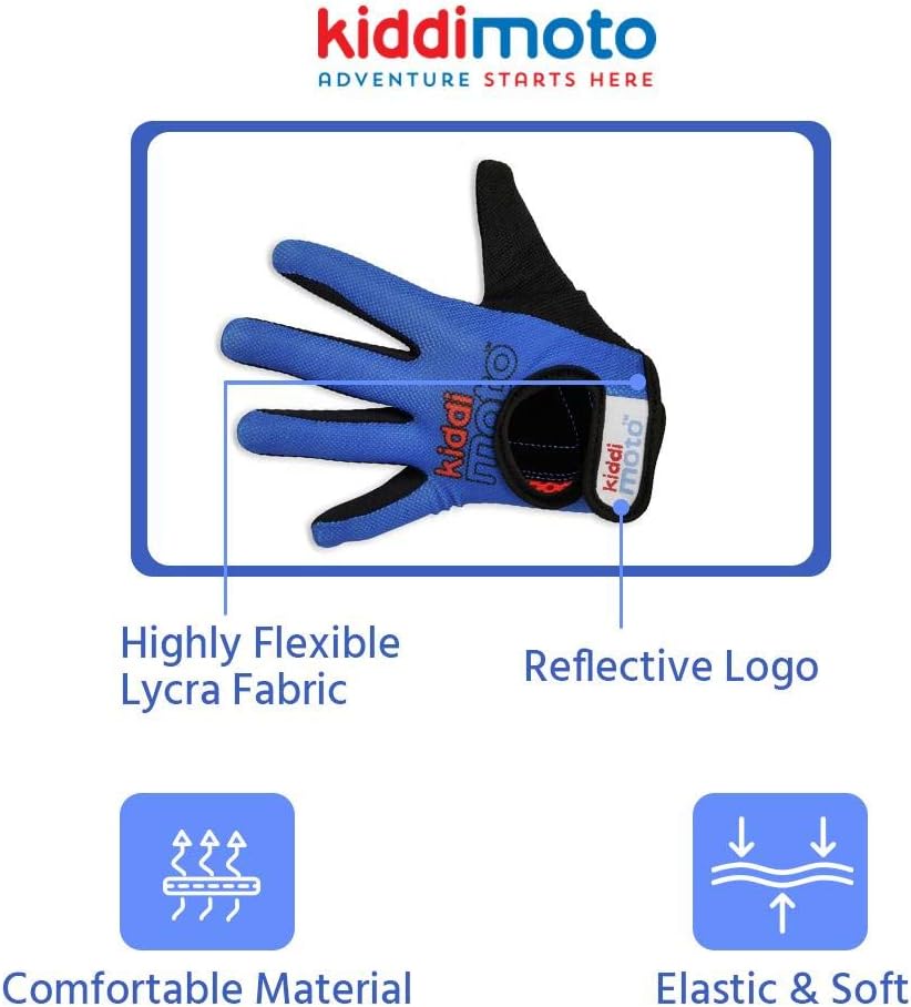 KIDDIMOTO Kids Cycling Full Finger Gloves - for Kids Bike, Balance Bike, Scooter, and Skateboard (Gloves for Girls and Boys) | Available in Different Sizes & Designs (Blue, Small): Sports & Outdoors