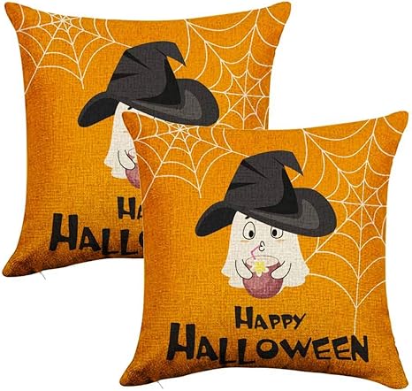 Amazon Co Jp Gey 枕カバー ひんやり クッションカバーふわふわ 45 45センチ 二枚セット 飾り用クッションカバー 幽霊とwebのベクトル図とハロウィーンのポスター ソファー用背当てカバー オフィス用 座布団カバー 抱き枕カバー ホーム キッチン