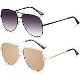 ANDWOOD Oversized Aviator Sunglasses for Women Men Big Large UV Protection Fashion Sun glasses