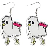 Halloween Decor Ghost Cat Earrings Holloween Theme Chicken Animal Pumpkin Earrings Funny Witch Cat Earrings Holloween Jewelry
