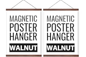HONKKI 2 Pack Magnetic Poster Hanger Frame 12 Inch Wide, Walnut, Strong Magnet, Premium Wood and Quick Assembly, Wall Hanging Wooden Frame for Posters, Scroll, Picture, Print, 12x18 12x16 12x12