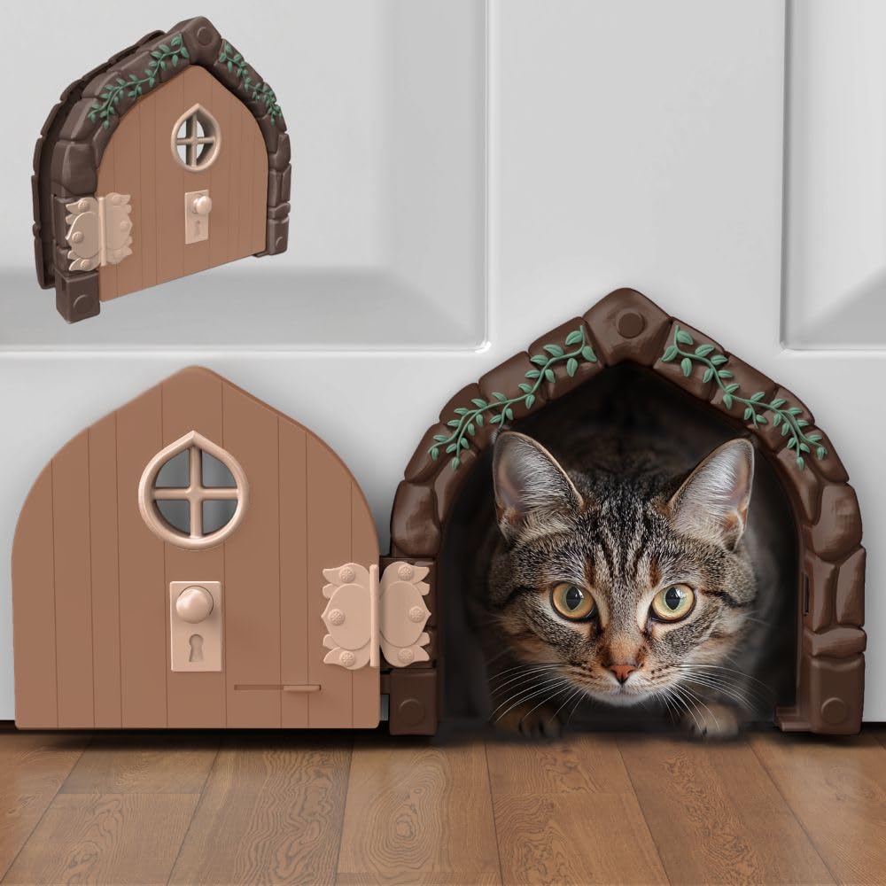 Photo 1 of Fairy™ Door Interior Pet Door - Large Cat Door for Cats Up to 20 lbs, Durable & Versatile Indoor Kitty Door for Solid or Hollow Core, Stylish Cat Hole, Comfortable, Easy Install, with Tight Lock