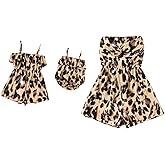 AWIBMK Mommy and Me Dresses Outfits Floral Sling Family Matching Romper V Neck Clothes Suit Set for Mother and Daughter