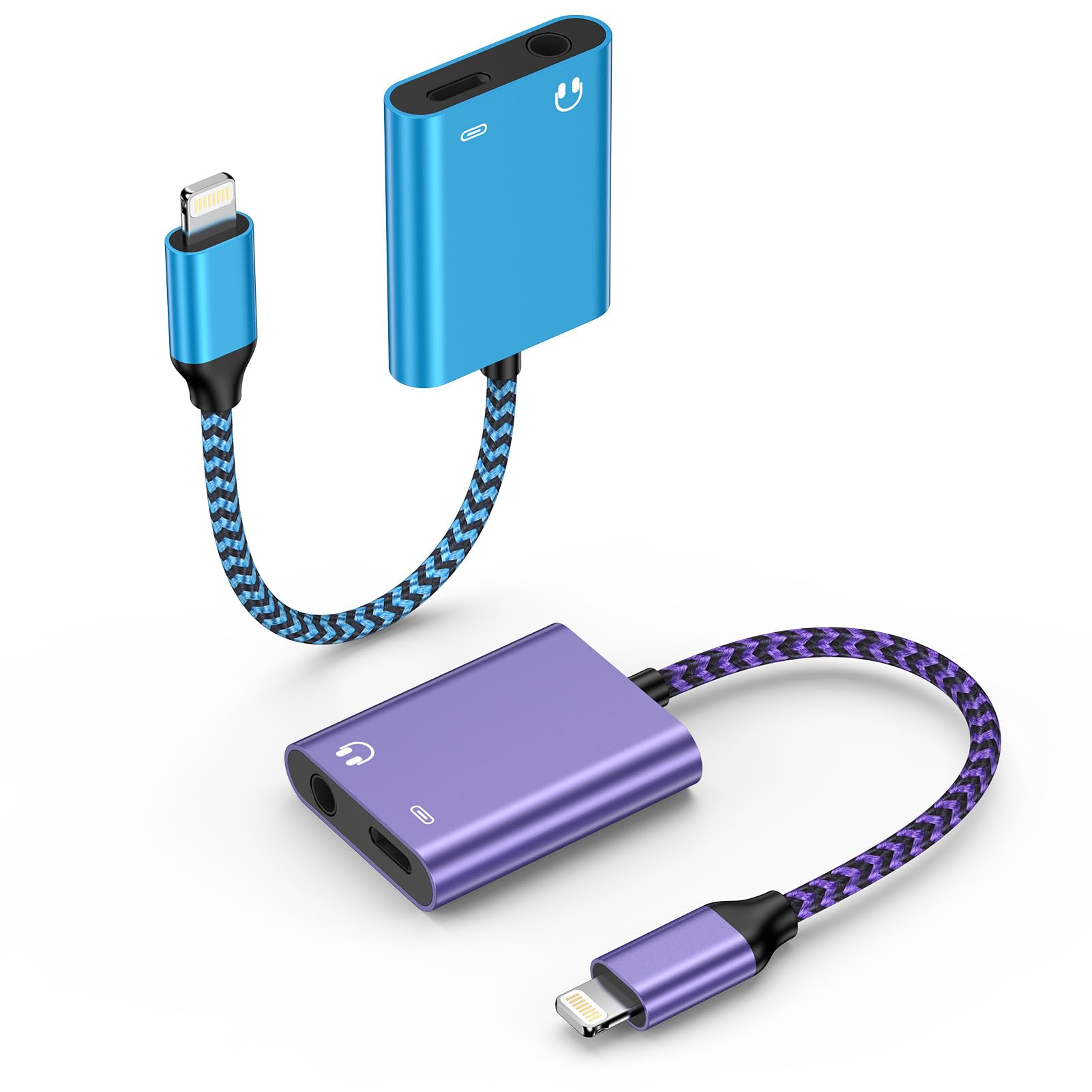 Lightning to 3.5mm Headphone Jack Adapter，2 in 1 iphone Headphone Adapter and Charging，Aux Audio Earphone Cable Connector Dongle Splitter for Calling for iPhone 14/14 Pro/14 Pro Max/13/12/11/XS/XR