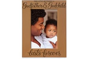 KATE POSH The Love Between a Godfather and Godchild is Forever. Baptism Gifts, Gifts from Goddaughter, from Godson on My Baptism Day. Engraved Natural Wood Picture Frame (4x6-Vertical)
