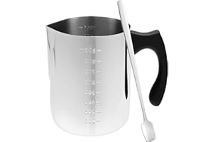 Candle Making Pouring Pot, 900ML Stainless Steel Candle Wax Melting Pot with Stirring Spoon Heat Resistant Handle, for Soap M