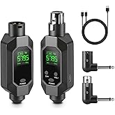 Wireless XLR Transmitter and Receiver UHF wireless microphone adapter for 164ft Range 8-Hours Battery wireless mic adapter for Condenser, Dynamic Mics, Mixer,PA System