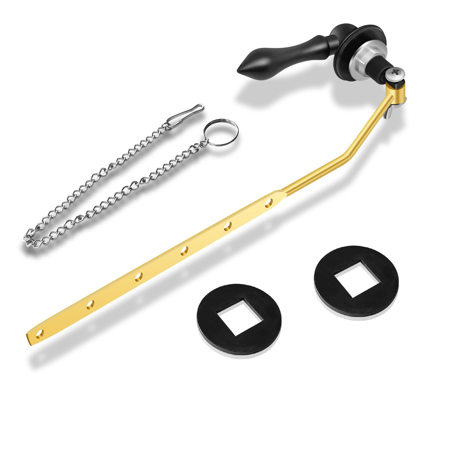 Photo 1 of Universal Front Mount Toilet Handle, Trip Lever Replacement With Stainless Steel Flapper Chain, Black Tank Flush Lever for Most Toilets