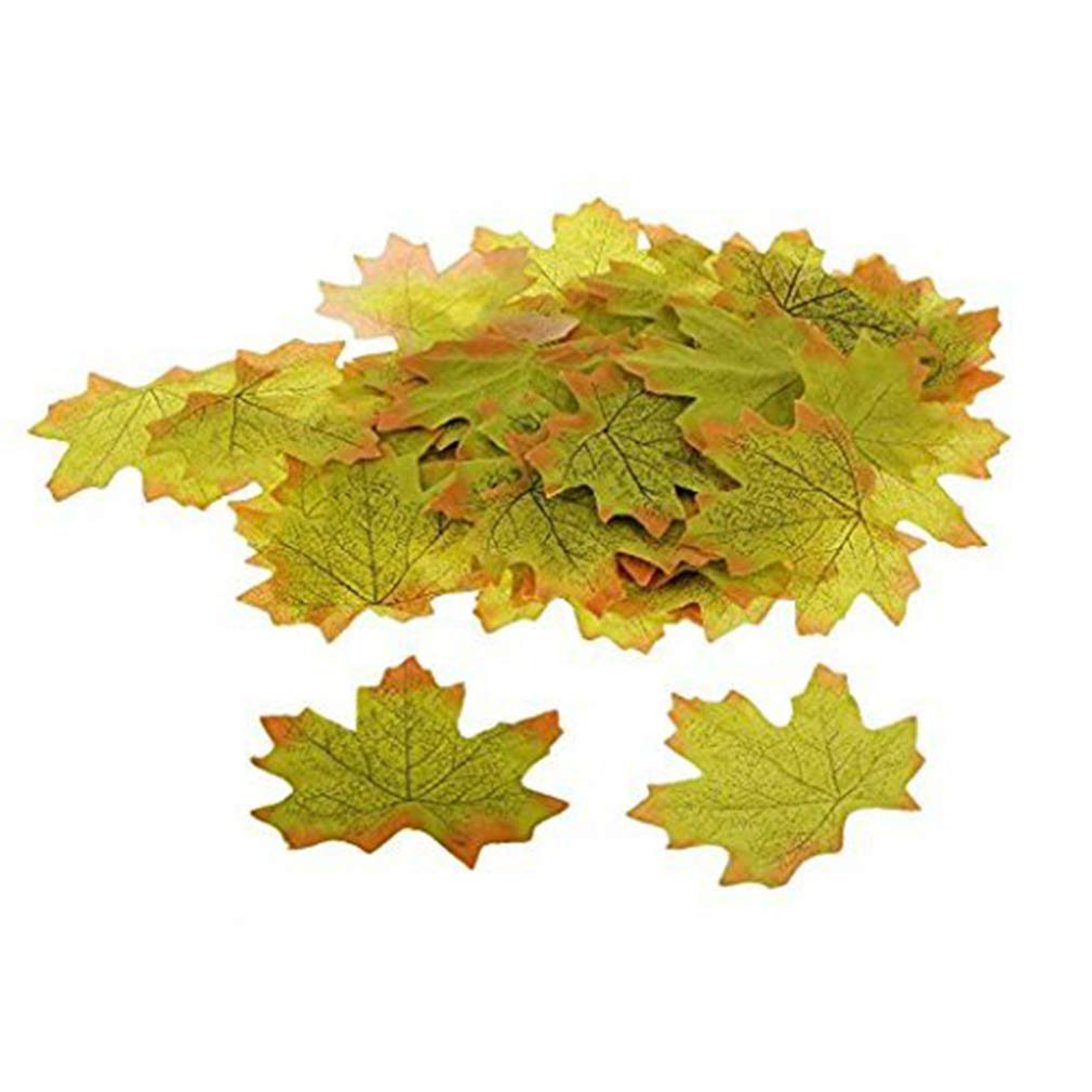Kioneer 200 Pcs Artificial Autumn Maple Leaves, multicoloured, silk leaf for party, wedding and home decoration