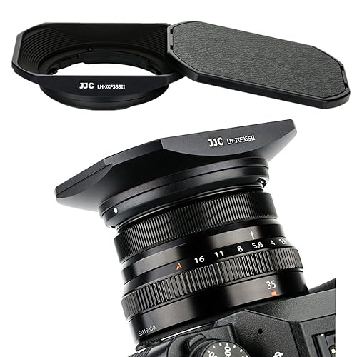 Black Square Metal Lens Hood Shade w/Cover Cap for Fujifilm