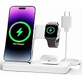 Wireless Charger Stand Charging Station: 3 in 1 Charger Stand Multiple Devices for Apple - iPhone 17 16e 16 15 14 Pro Max 13 12 - Watch 11 10 9 8 7 6 5 4 3 2 SE and Ultra Series-Airpods 4 3 Pro, White