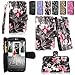 Cellularvilla Wallet Case for LG Optimus L70 (MetroPCS) MS323 / Optimus Exceed II (Verizon) VS450 / Dual D325 Pu Leather Wallet Card Flip Open Pocket Case Cover Pouch (Black Pink Flower)