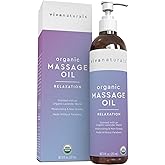 Viva Naturals Organic Massage Oil, Lavender Scented, 8 fl oz (237 mL) – Non-Greasy, Certified Organic Massage Therapy Oils