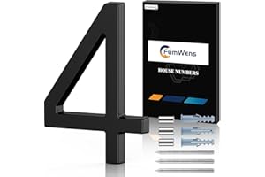 FumWens 6 Inch Floating House Numbers for Outside, Metal Address Numbers for Outdoor, Anti-Rust Modern House Numbers with Nail Kits for Front Door Garden Mailbox, Zinc Alloy Black, 911 Visibility Signage (Black 04)