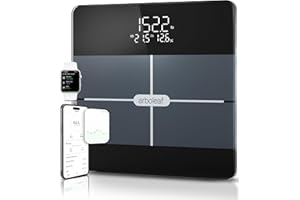 arboleaf Smart Scale for Body Weight, Body Fat Scale with BMI Muscle Mass, 3-in-1 LED Display, Bluetooth Accurate Weight Machine, Tracks 14 Body Metrics via App, Sturdy Tempered Glass, 400lb