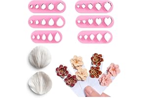 Keoker Flower Petal Clay Cutters - 6 Shapes with Petal Press Polymer Clay Molds for Polymer Clay Jewelry
