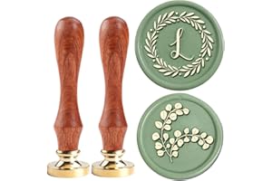 YOLAKIS Initial L Wax Seal Stamp Olive Alphabet L Sealing Stamp and Eucalyptus Wax Stamp Brass Head Decorate Christmas Cards Envelope Gift Wrap Wedding Theme Party Invitation (L)