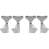 Musiclily Basic 2L2R Full Sealed 19:1 Ratio Machine Heads Tuners Set Chrome | Tuning Pegs Keys, with Y-Style Button, for Ibanez Style Electric Bass