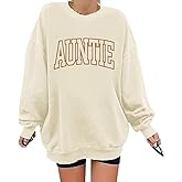 Pairxily Oversized Auntie Printed Sweatshirt for Women Loose Fit Cool Aunt Crewneck Sweatshirts Long Sleeve Pullover