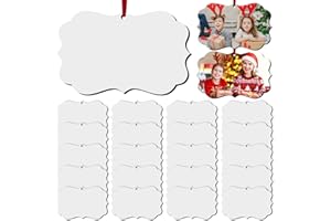 Cridoz 3.9" × 2.8" Sublimation Ornament Blanks, 20 Pieces Sublimation Blanks Ornaments Products for Christmas Day and Halloween Day Decoration