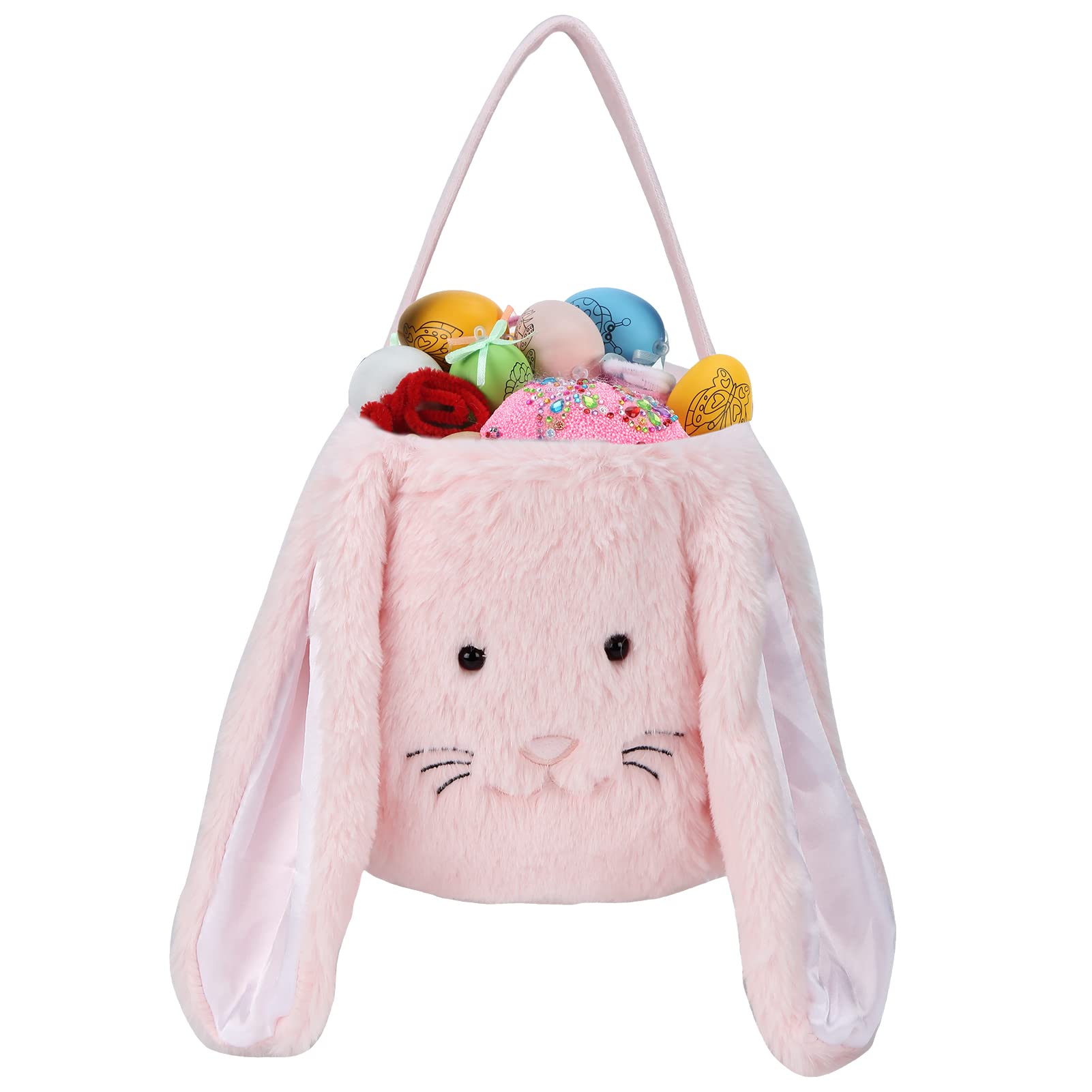 Easter Bunny Baskets for Boy Girl,Easter Basket Rabbit Plush Egg Hunting Basket Bag for Easter Candy Gifts Storage