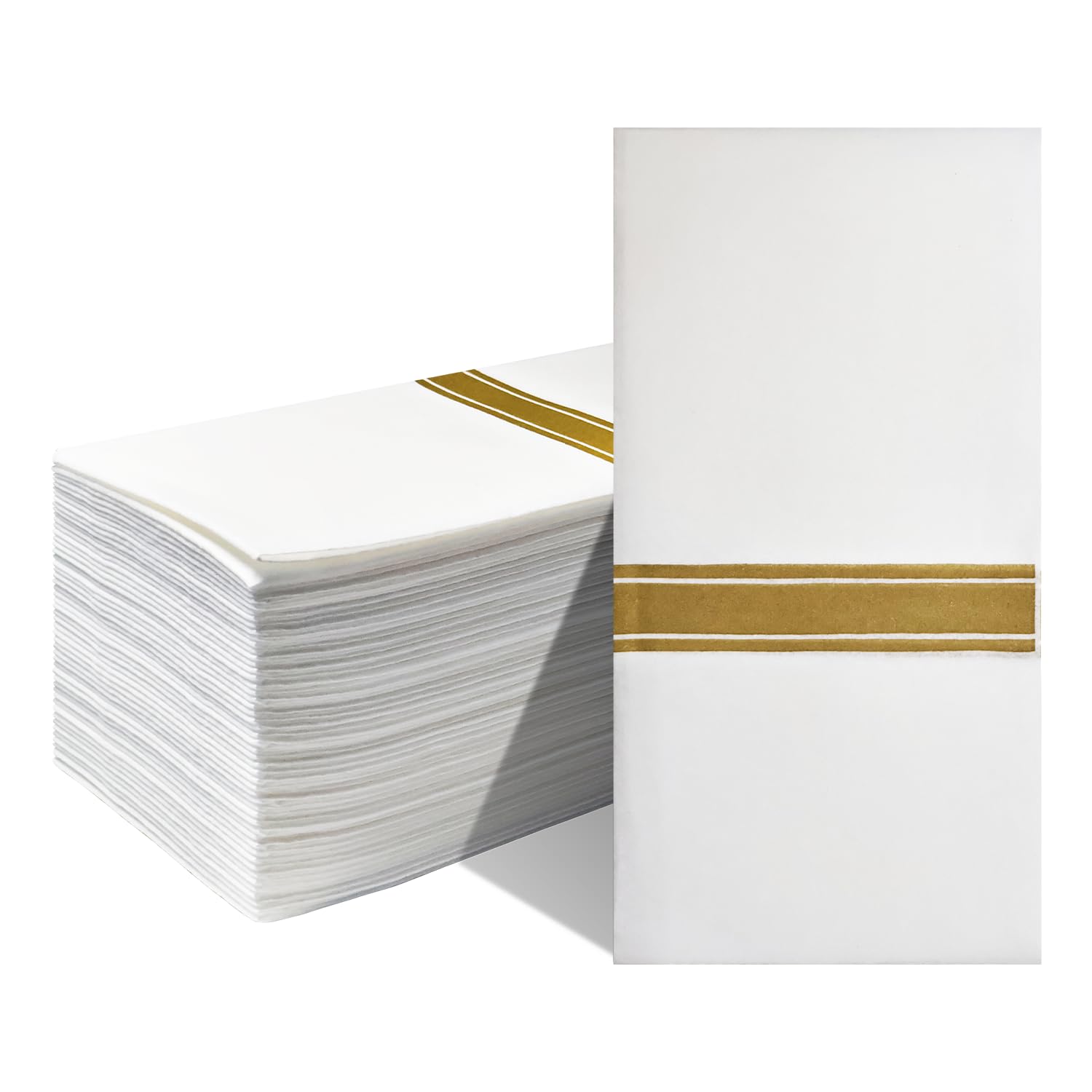 JINYUDOME 50 PCS Disposable Hand Towels,Linen Feel Napkins,Gold Napkins,Soft,Strong and Foldable Suitable for Wedding,Party,Birthday 30×40cm (Gold).