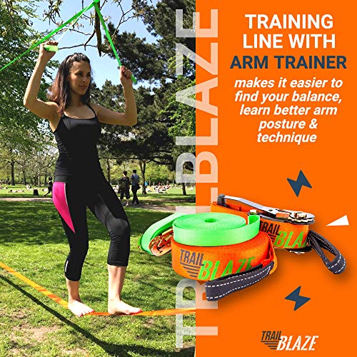 Complete Slackline Kit With Training Line 60 Ft Slack Line Longest Ever W Tree Protectors Arm