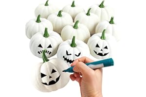 ShellKingdom Artificial Mini Pumpkin for Halloween Decor, Fall Pumpkin for Christmas Home Wedding Thanksgiving Party Decoration 12 PCS (White)