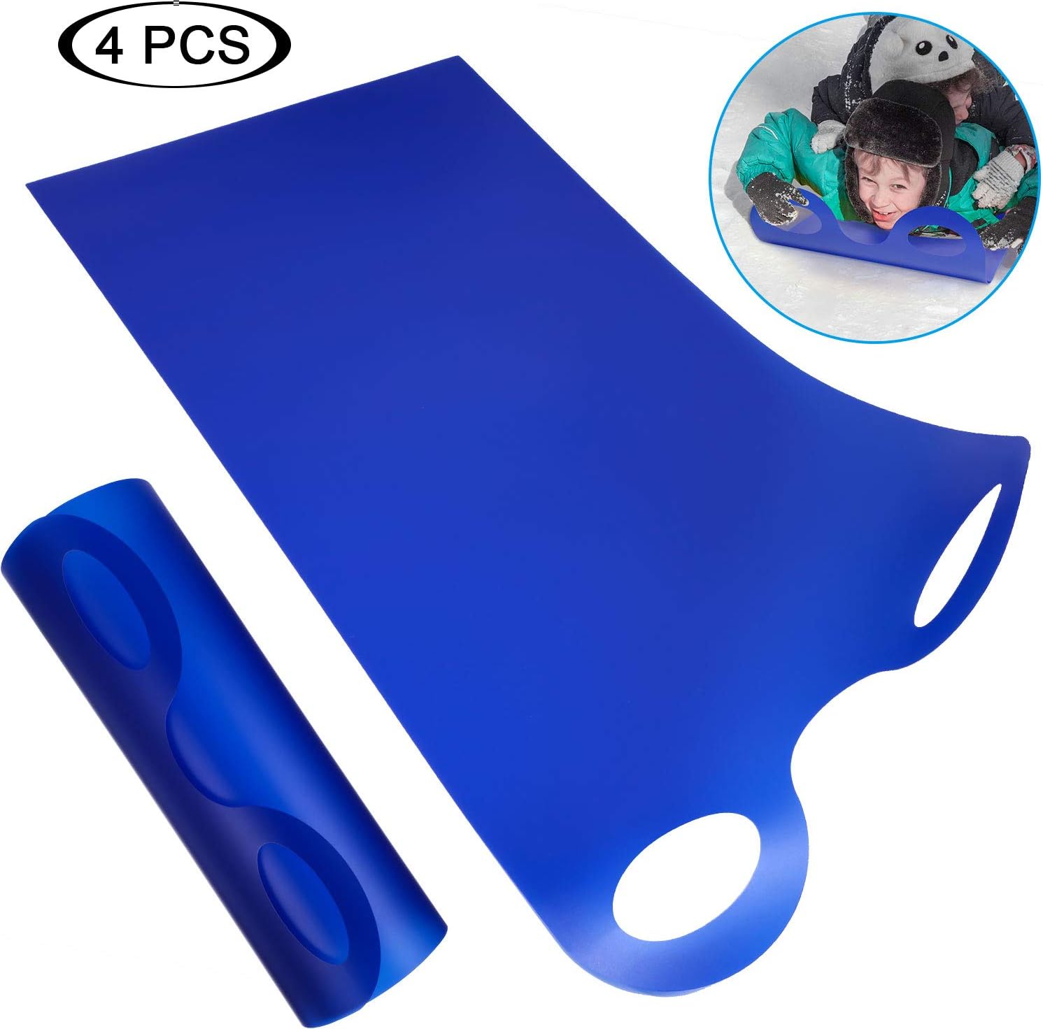 Snow Toboggan Sled Lightweight Roll Up Snow Sled Portable