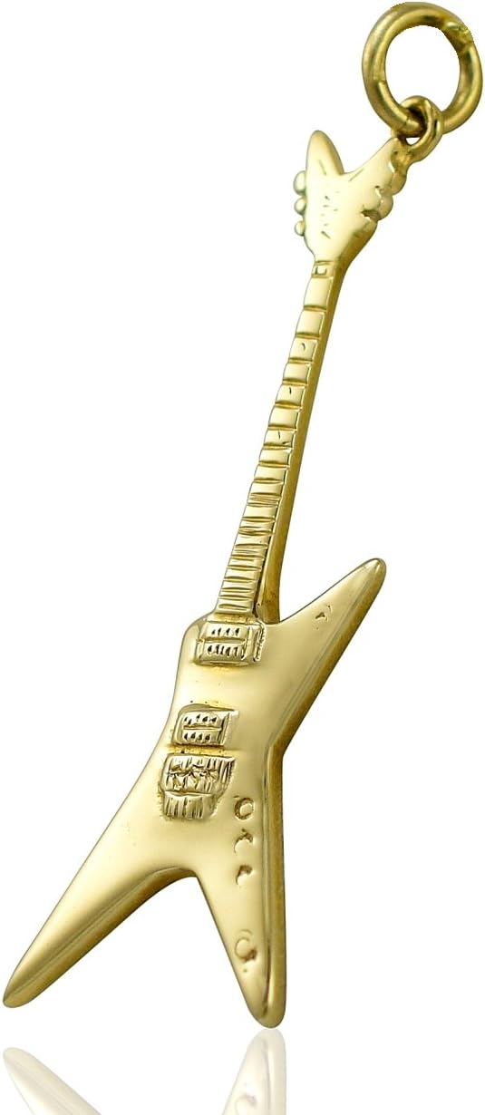 Solid 9ct Gold Washburn Dime Electric Guitar Necklace Chain Set - 16", 18", 20" or Pendant Only 0.0