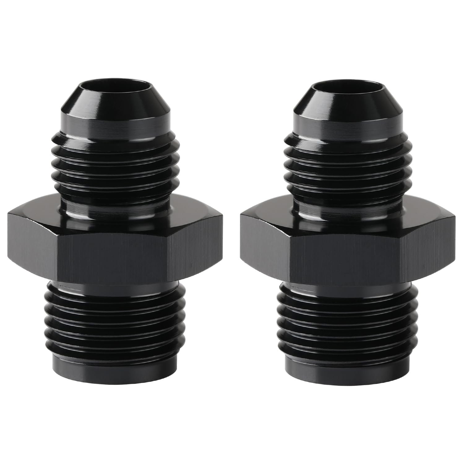 Photo 1 of Podavelle 6AN Male to 5/8-18 Inverted Flare Adapter Fitting Connector Aluminum Black, Pack of 2