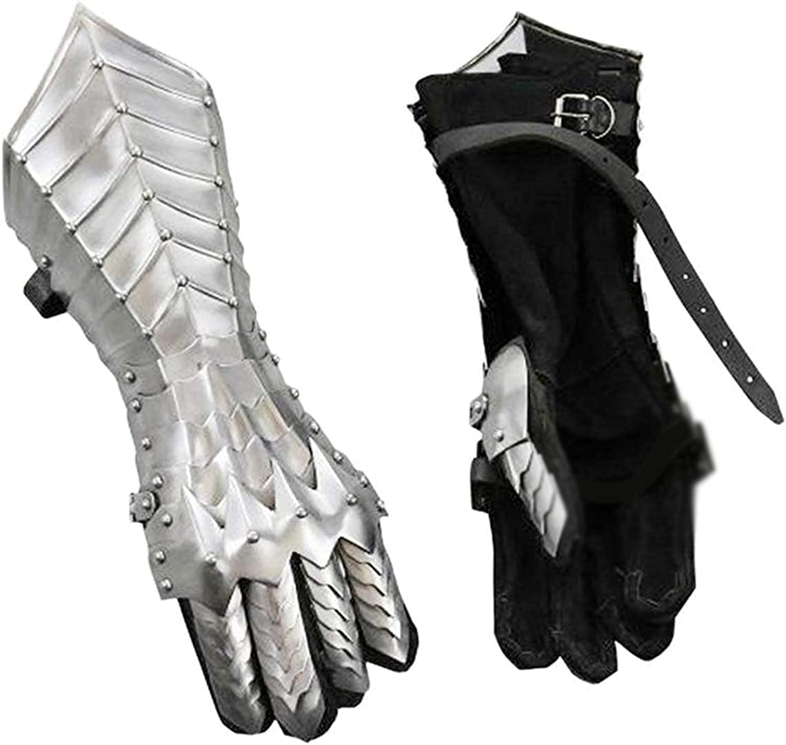 TUBAZ Silver Finish Nazgul Gauntlets Steel Medieval armor Gloves ~ Lord of the Rings Nazgul Fantasy Role play costume