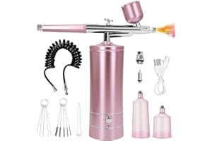 YKALL Airbrush Kit with Compressor, Auto Handheld Airbrush Gun with 0.3mm Tip, Rechargeable, Portable Air Brushes for Painting, Tattoo, Nail Art, Model Coloring, Makeup, Cake
