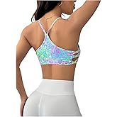 OYOANGLE Women's Leopard Print Sports Bra Criss Cross Racer Back Light Support Padded Yoga Gym Fitness Bra