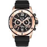 Bulova Men's Marine Star Series A 6-Hand Chronograph Quartz Black Strap Watch, 100M