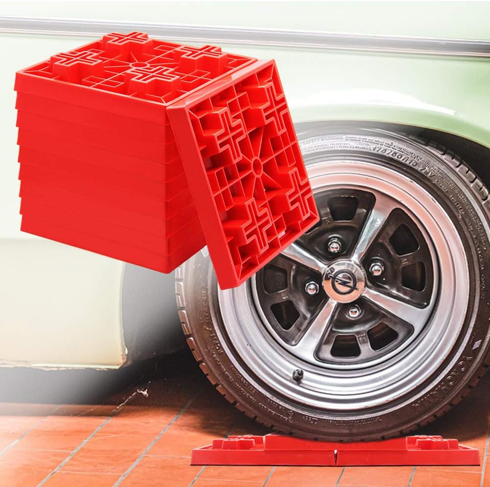 yosager 10 Pack Heavy Duty Leveling Blocks, Ideal for Leveling Single and Dual Wheels, Camper Levelers, Tongue Jacks, Hydraulic Jacks, Stabilizer Jacks, Red: Automotive