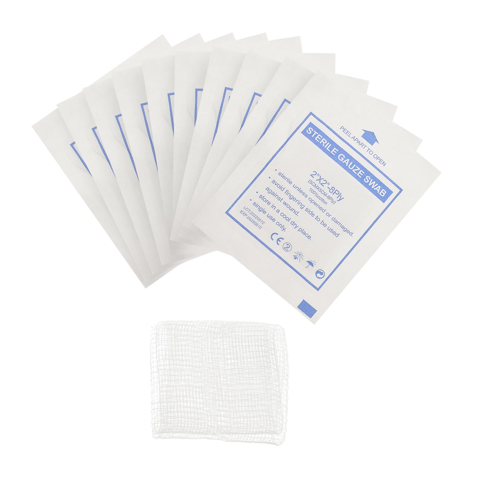 HEMOTON Disposable Gauze Swabs 30 Pack Medical Absorbent Sheets for Wound Care Home Outdoor Use 3.94X1.57 Inch Cotton Gauze