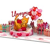 PIECE GIFT - Cat Valentines Card - 3D Pop Up Valentines Day Card for Husband, Wife, Him, Her, Boyfriend, Girlfriend, 6x8 in Valentine Pop Up Cards Perfect for Cat Lovers